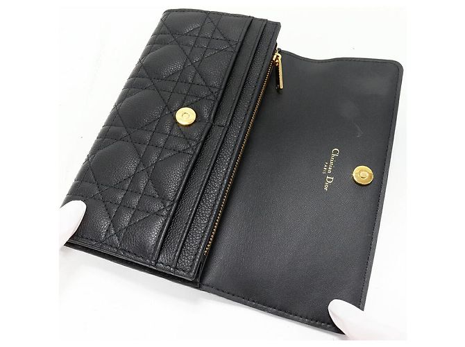 Christian Dior Dior Dior Caro Cartera Larga de Piel de Ternera Negro - vista 3