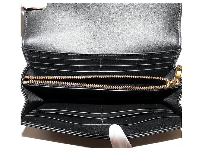 Christian Dior Dior Dior Caro Cartera Larga de Piel de Ternera Negro - vista 4