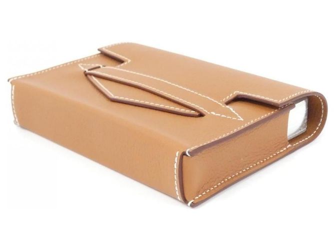 Hermès Hermes BRIDGE Evercolor Card Case Golden Metallic - view 3