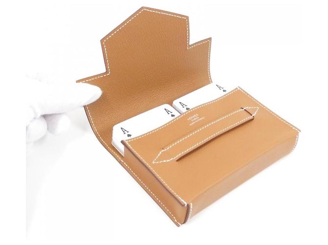 Hermès Hermes BRIDGE Evercolor Card Case Golden Metallic - view 4