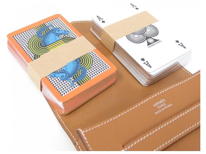 Hermès Hermes BRIDGE Evercolor Card Case Golden Metallic - view 5
