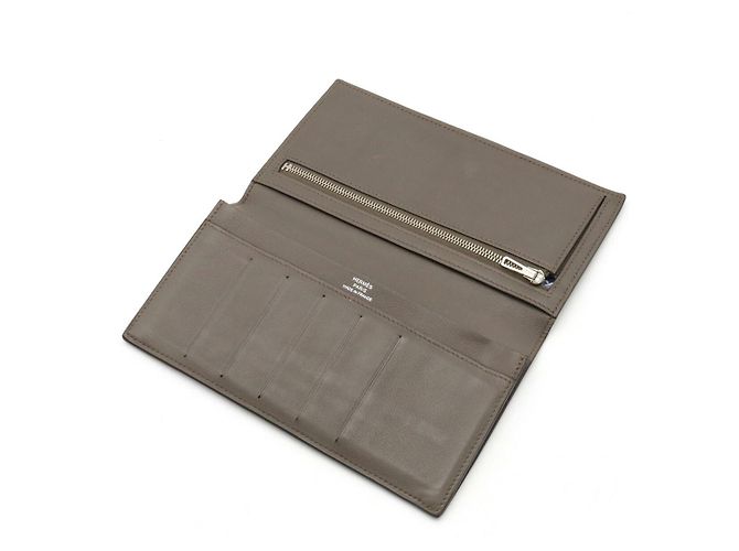 Portafoglio lungo in pelle e seta Twill Citizen di Hermès Grigio - vista 4