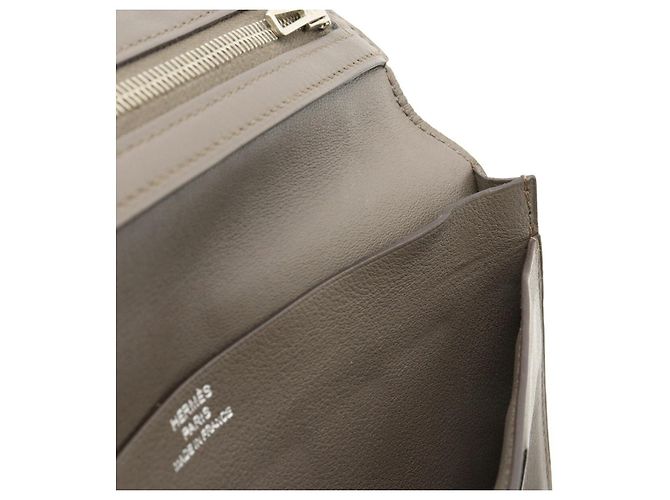 Portafoglio lungo in pelle e seta Twill Citizen di Hermès Grigio - vista 6