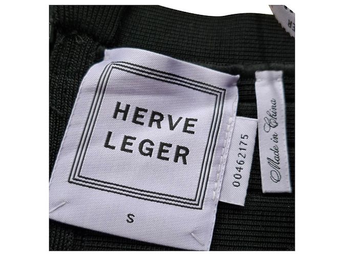 Saia midi em rayon preto com barra adornada Herve Leger - vista 3