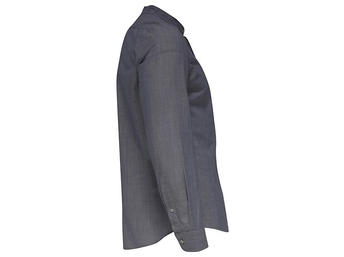 Camicia a righe con bottoni in cotone blu Brunello Cucinelli - vista 3