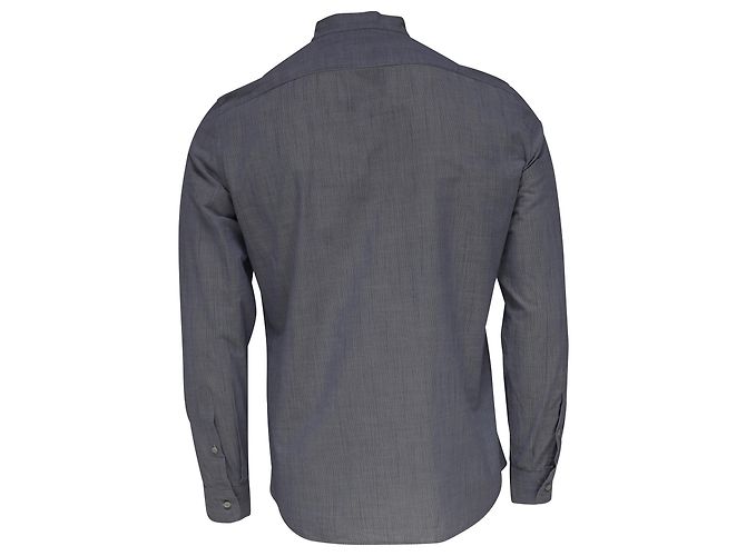 Camicia a righe con bottoni in cotone blu Brunello Cucinelli - vista 4