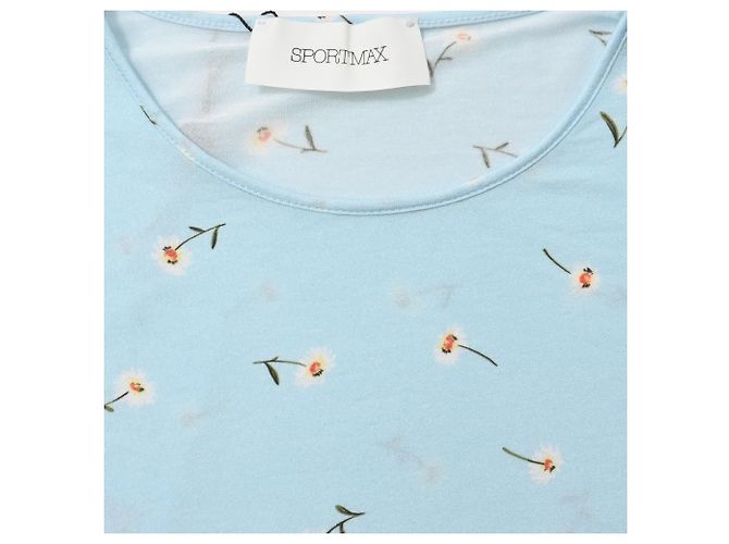 Camiseta Sportmax con estampado floral en algodón azul claro - vista 5