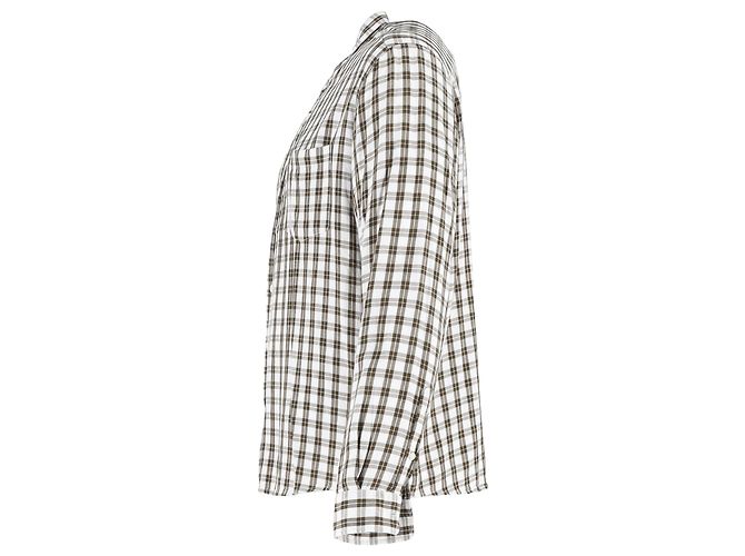 Ami Check-Print Button-Down Shirt in Brown and White Cotton - view 2