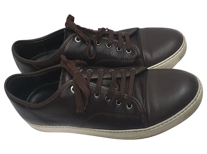 Baskets Basses Lanvin en Cuir Marron Rouge - vue 3