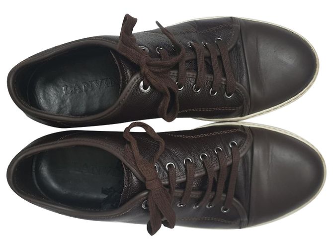 Baskets Basses Lanvin en Cuir Marron Rouge - vue 5