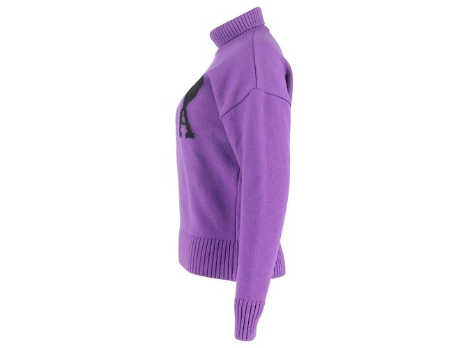 Rollkragenpullover Ami de Coeur aus lila Merinowolle - Ansicht 2