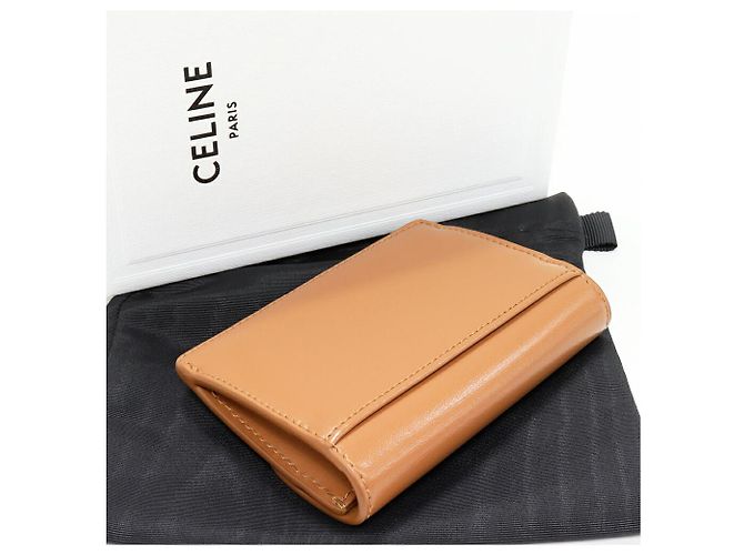 Céline Tarjetero de piel de ternera brillante Celine Triomphe Metálico Bronce - vista 2