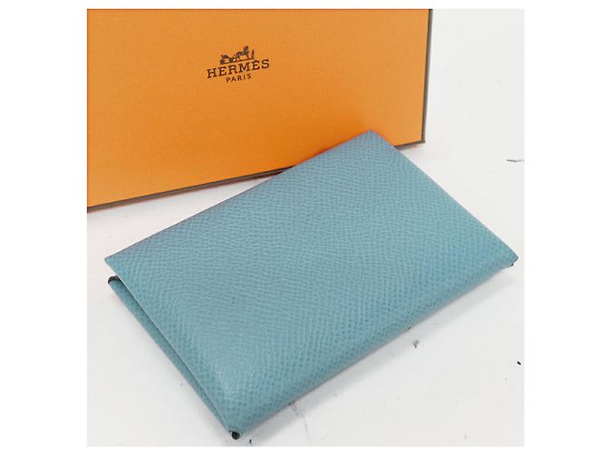 Hermès Hermes Calvi Epsom Card Case Blue - view 2