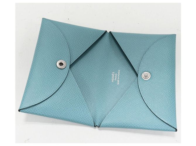 Hermès Hermes Calvi Epsom Card Case Blue - view 3