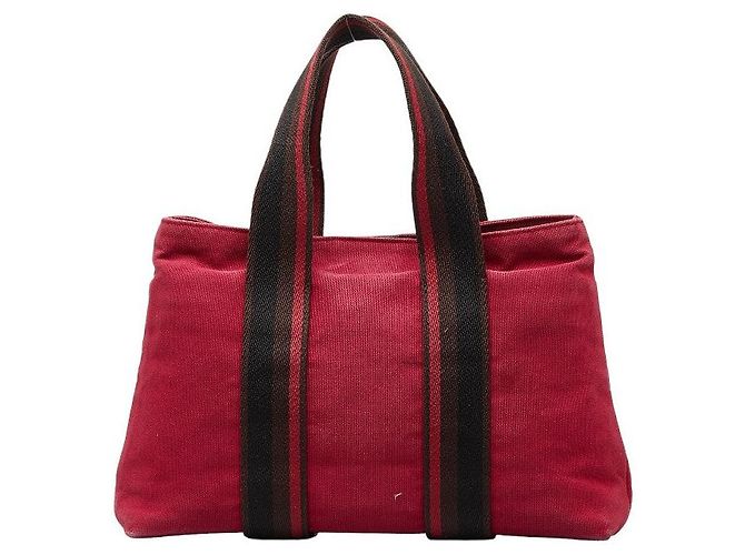 Hermès Troca Horizontal MM Canvas Tote Bag Rot - Ansicht 3