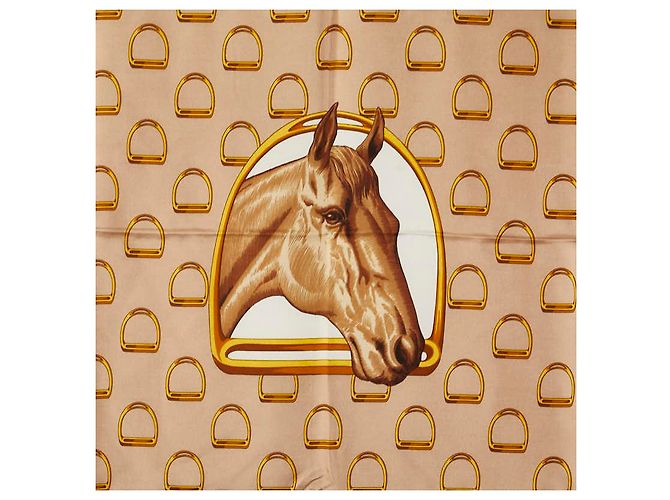 Céline Bufanda de seda Horsebit Celine Castaño Beige - vista 2