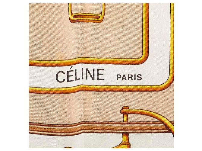Céline Bufanda de seda Horsebit Celine Castaño Beige - vista 3