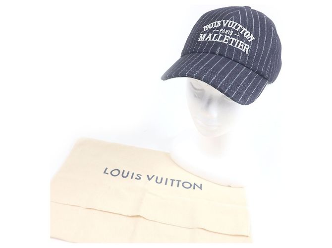 Cappellino da baseball in denim a righe in cotone Louis Vuitton Blu - vista 2