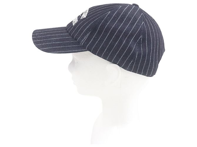 Cappellino da baseball in denim a righe in cotone Louis Vuitton Blu - vista 3