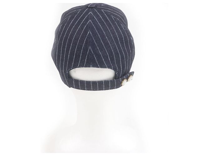 Cappellino da baseball in denim a righe in cotone Louis Vuitton Blu - vista 4