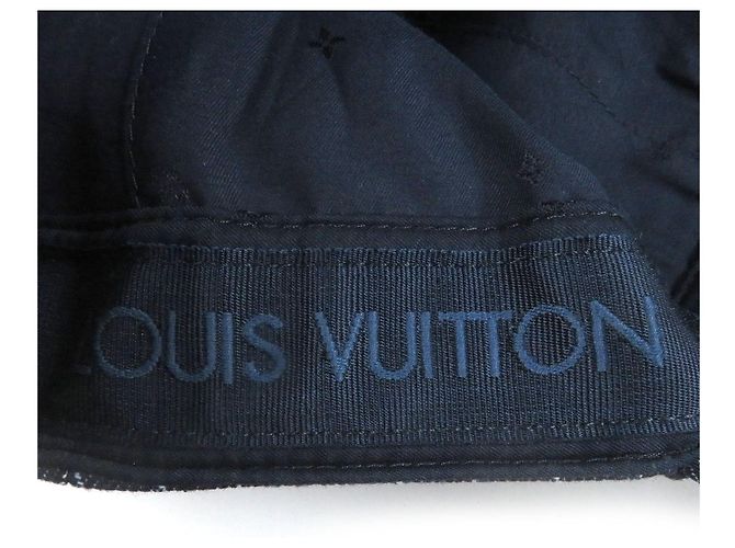 Cappellino da baseball in denim a righe in cotone Louis Vuitton Blu - vista 7