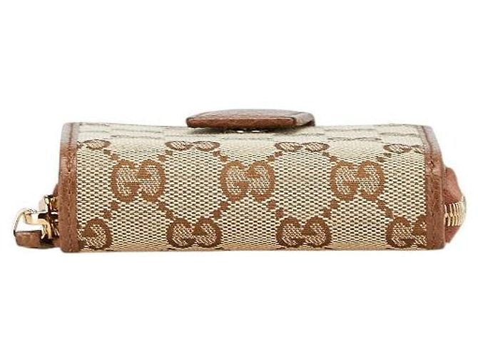 Portafoglio in pelle GG Canvas Gucci Marrone Beige - vista 3