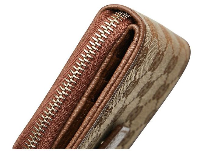 Portafoglio in pelle GG Canvas Gucci Marrone Beige - vista 7