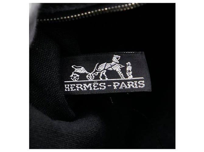 Hermès Borsa a mano in tela e pelle Hermes Troca Horizontal MM Nero - vista 8