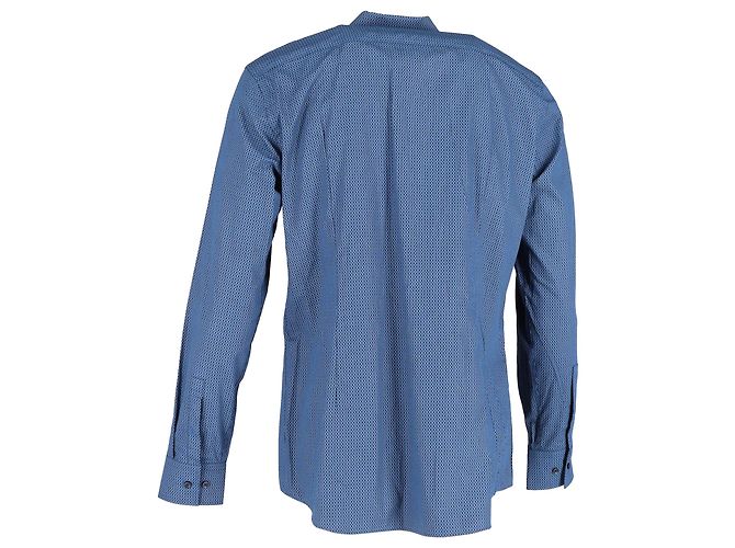 Boss by Hugo Boss Patterned Long Sleeve Shirt in Blue Cotton - view 3