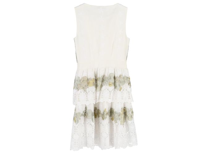 Vestido Mini de Algodón Blanco Bordado con Flores de Diane Von Furstenberg - vista 2
