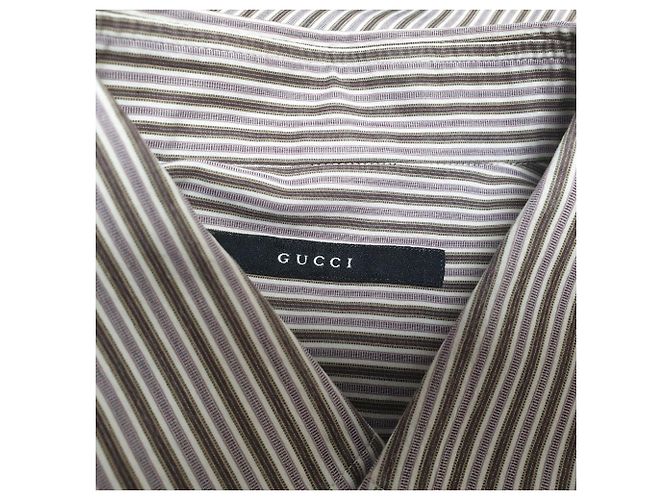 Camicia a maniche lunghe a righe Gucci in cotone multicolore - vista 4
