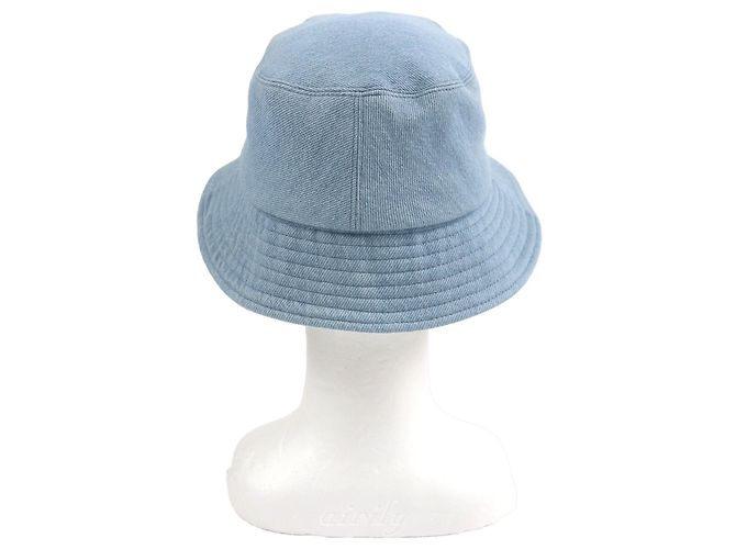 Cappello bucket in denim di cotone con logo in paillettes Chanel Blu - vista 4