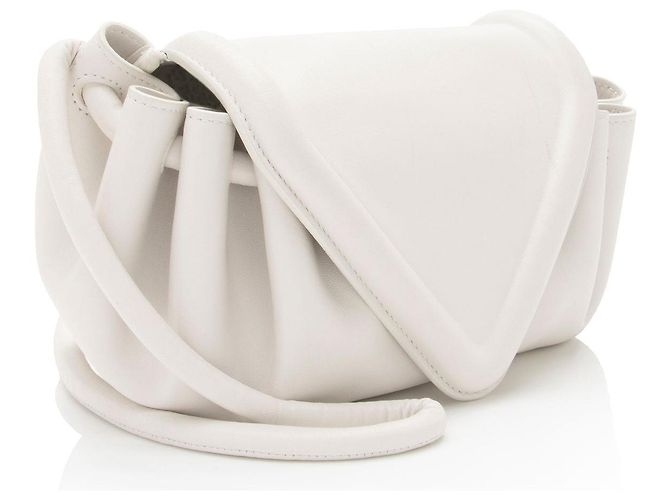 Borsa a tracolla in agnello Bottega Veneta Beak Bianco - vista 2
