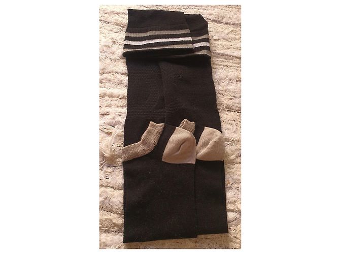 Medias Altas Sin Punta Chanel Negro Gris - vista 7