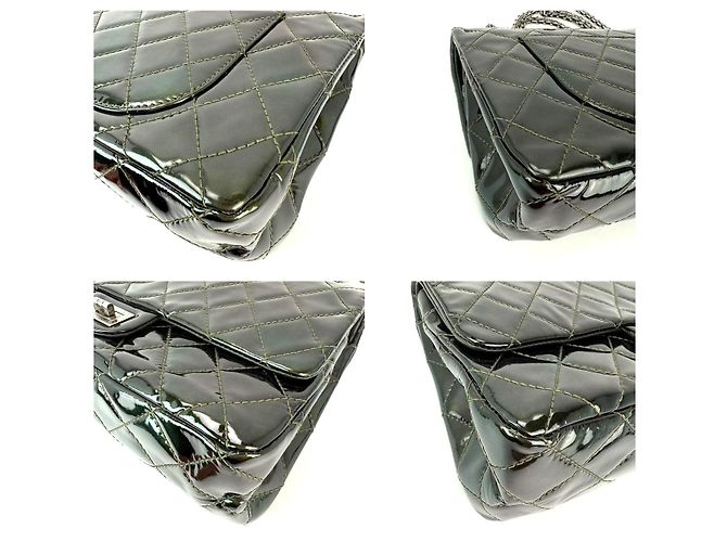 Borsa a spalla in pelle verniciata verde scuro iridescente Chanel 2.55 Reissue Double Flap - vista 6