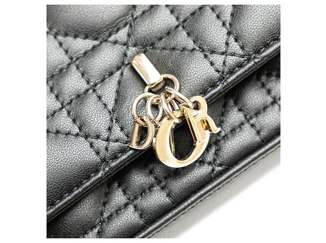 Christian Dior Borsa a Spalla MyDior in Pelle di Agnello Nero - vista 6