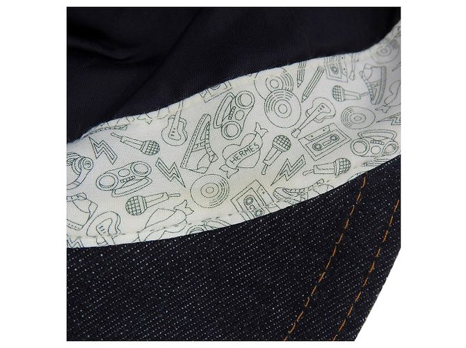 Hermès Hermes Sellier Button Denim Baseball Cap Blue - view 6