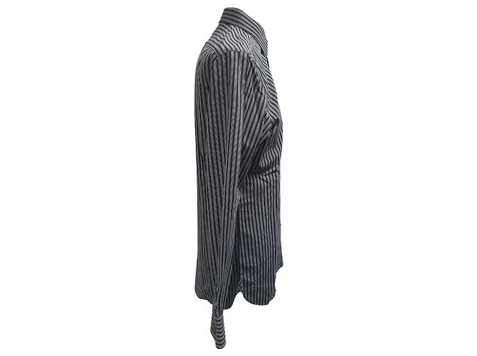 Camicia a maniche lunghe a righe Gucci in cotone grigio - vista 2