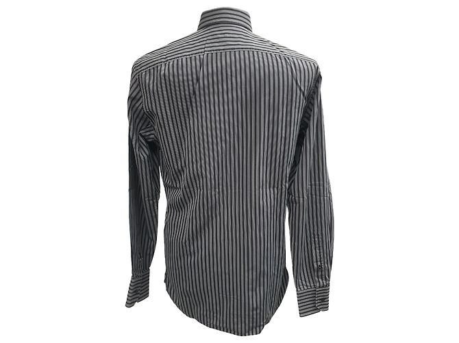 Camicia a maniche lunghe a righe Gucci in cotone grigio - vista 3