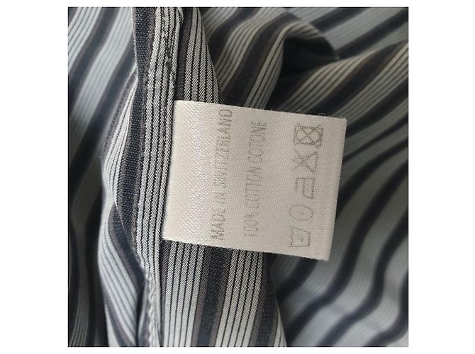 Camicia a maniche lunghe a righe Gucci in cotone grigio - vista 5
