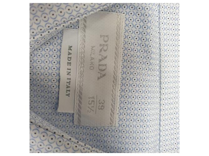 Prada gemusterte Langarmhemd aus hellblauer Baumwolle - Ansicht 4