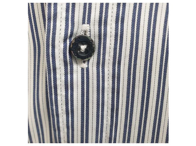 Camicia a righe con bottoni a maniche lunghe Gucci in cotone blu navy - vista 2