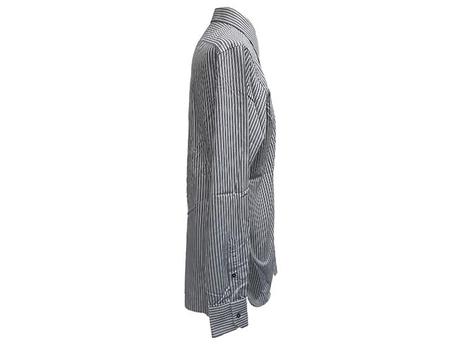 Camicia a righe con bottoni a maniche lunghe Gucci in cotone blu navy - vista 3