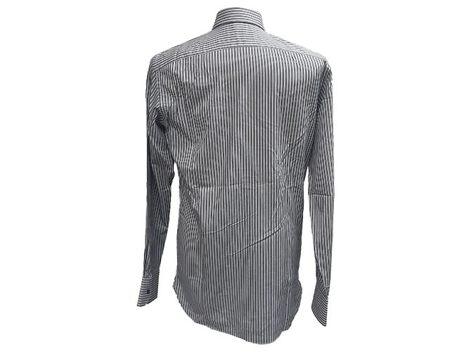 Camicia a righe con bottoni a maniche lunghe Gucci in cotone blu navy - vista 4