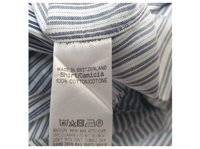Camicia a righe con bottoni a maniche lunghe Gucci in cotone blu navy - vista 6