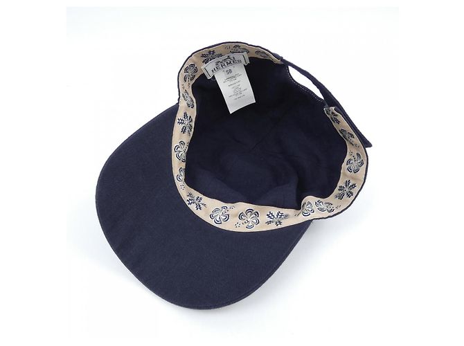 Hermès Cappello in lino Hermes H231056N Blu - vista 5
