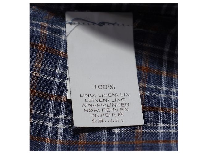 Camicia a quadri con bottoni in lino multicolore Brunello Cucinelli - vista 6