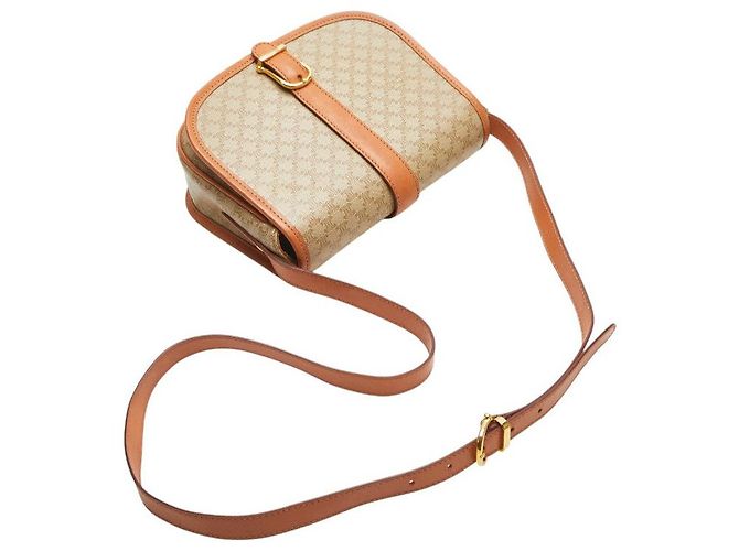 Céline Borsa a Spalla in PVC Macadam di Celine Marrone Beige - vista 10