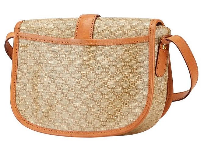 Céline Borsa a Spalla in PVC Macadam di Celine Marrone Beige - vista 2
