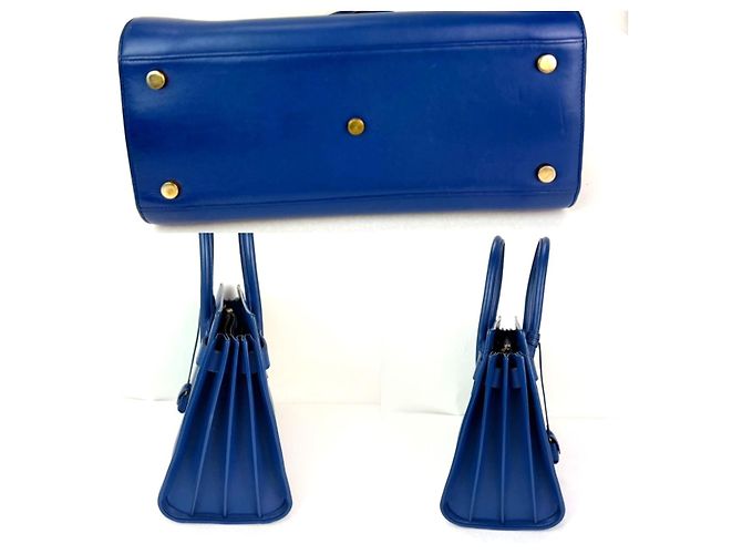 Bolsa de mão em couro azul Saint Laurent Sac De Jour - vista 3